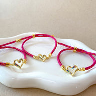 Colorful Crystals Pink Adjustable Bracelet