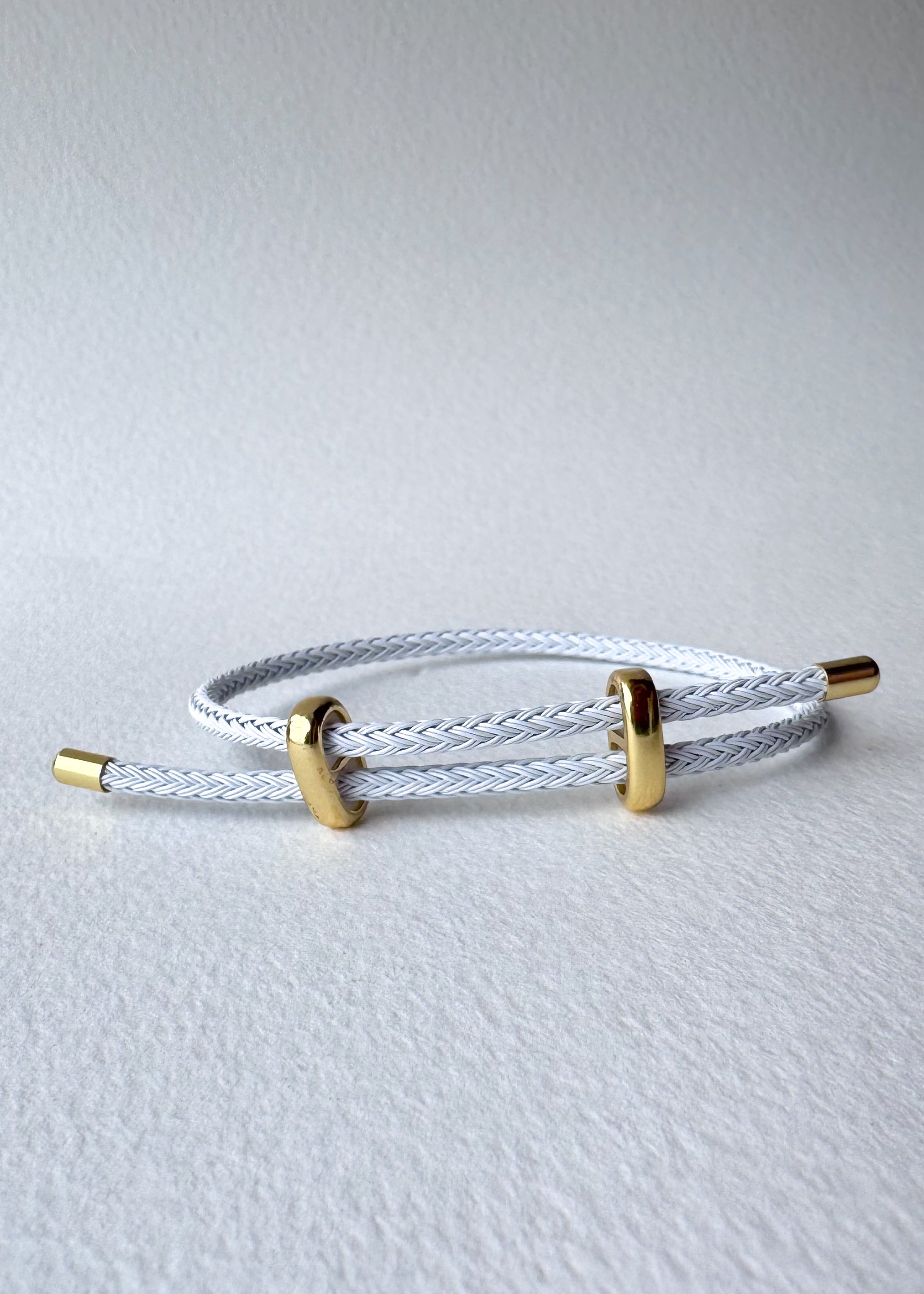 White, Blue and Gold 2 Styles of Leather Adjustable Bracelets