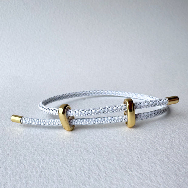 White, Blue and Gold 2 Styles of Leather Adjustable Bracelets