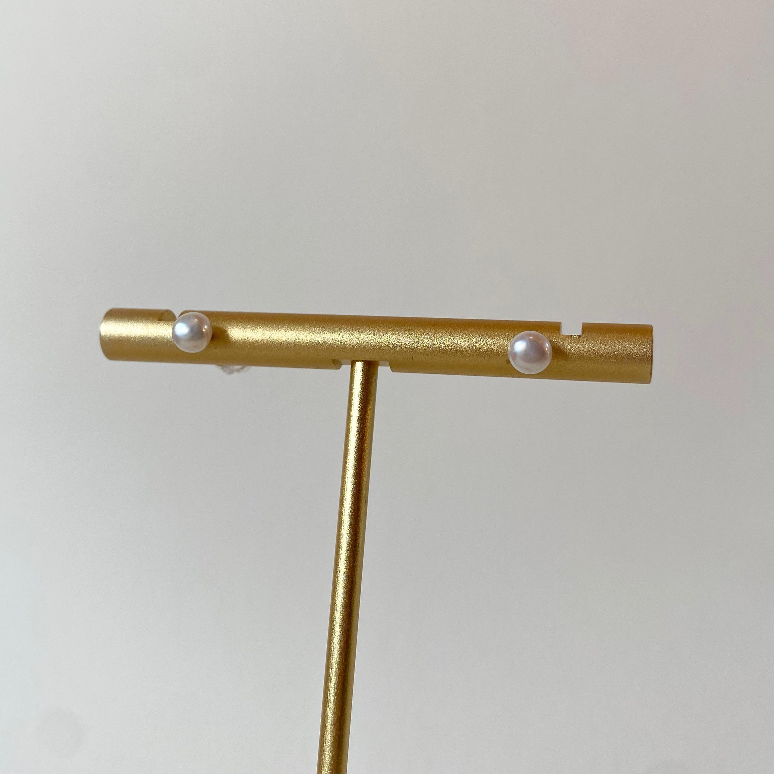 Little Pearls Golden Steel Circular Earrings
