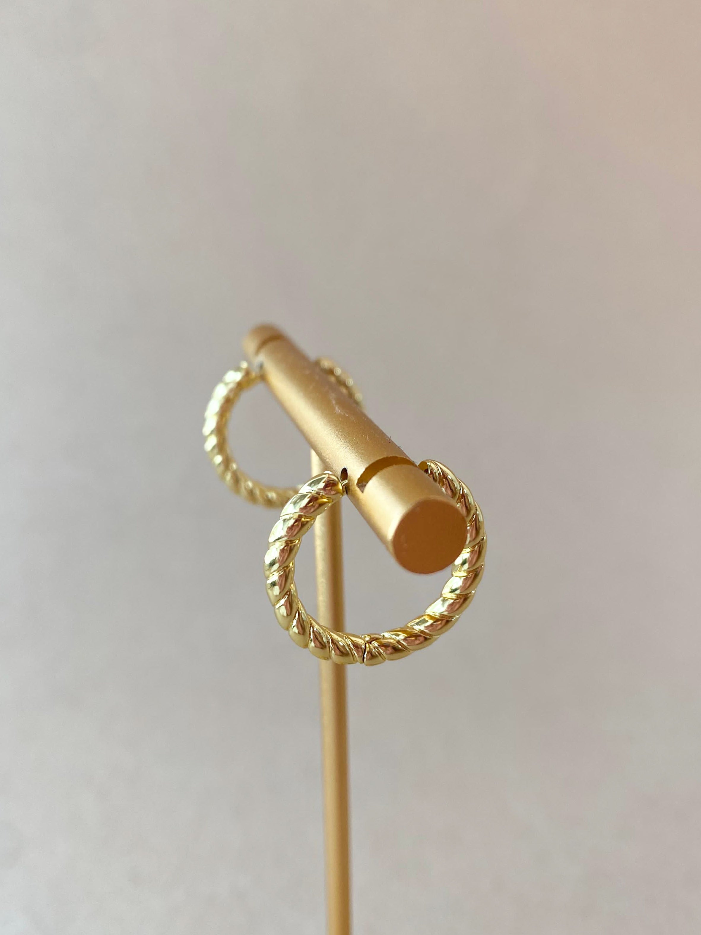 Golden Interlaced Shape Medium Hoops