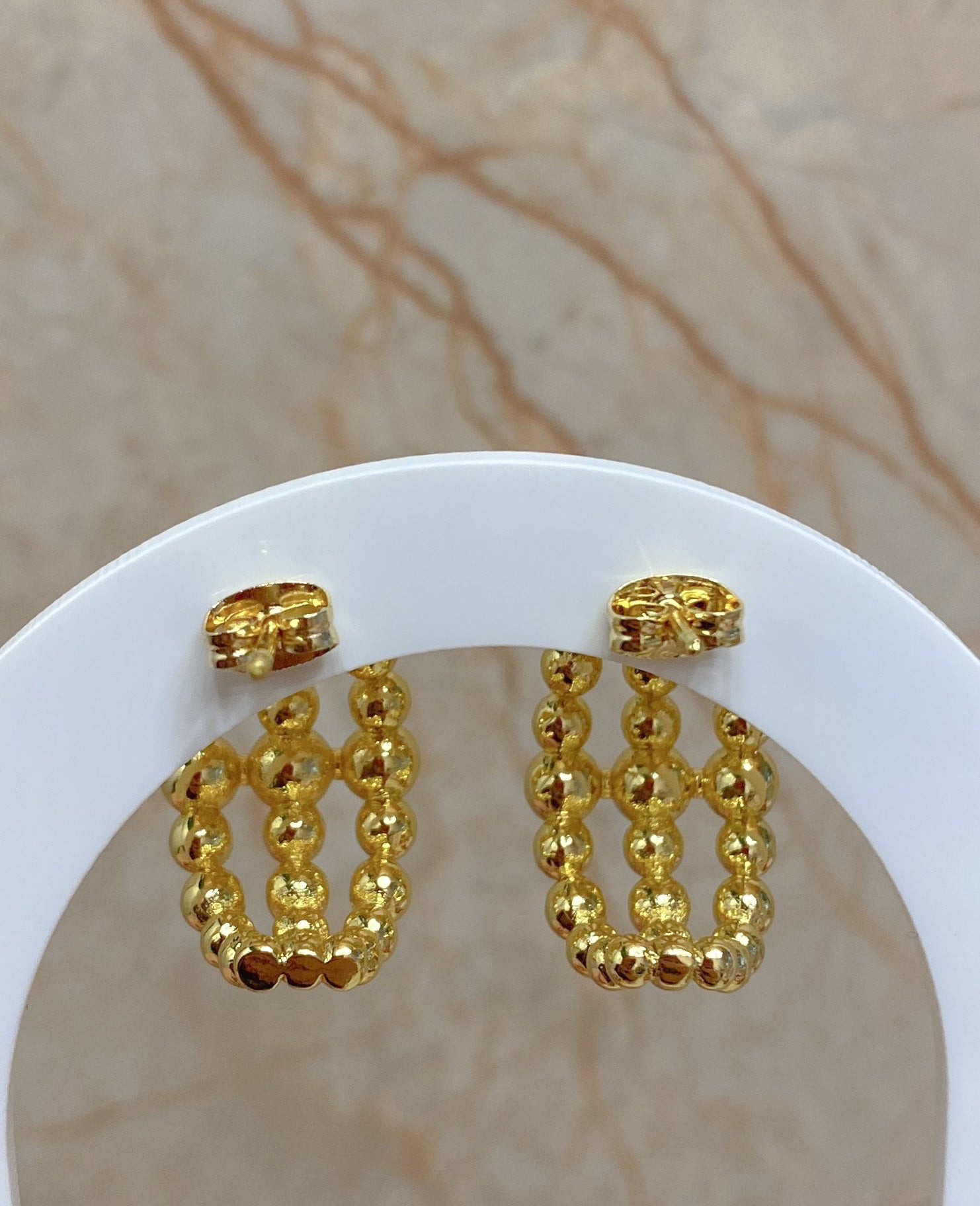 3 Layers Golden Beads Earrings