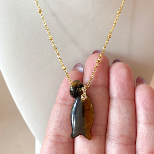Fish and Little Turkish Tiger Eye Necklace