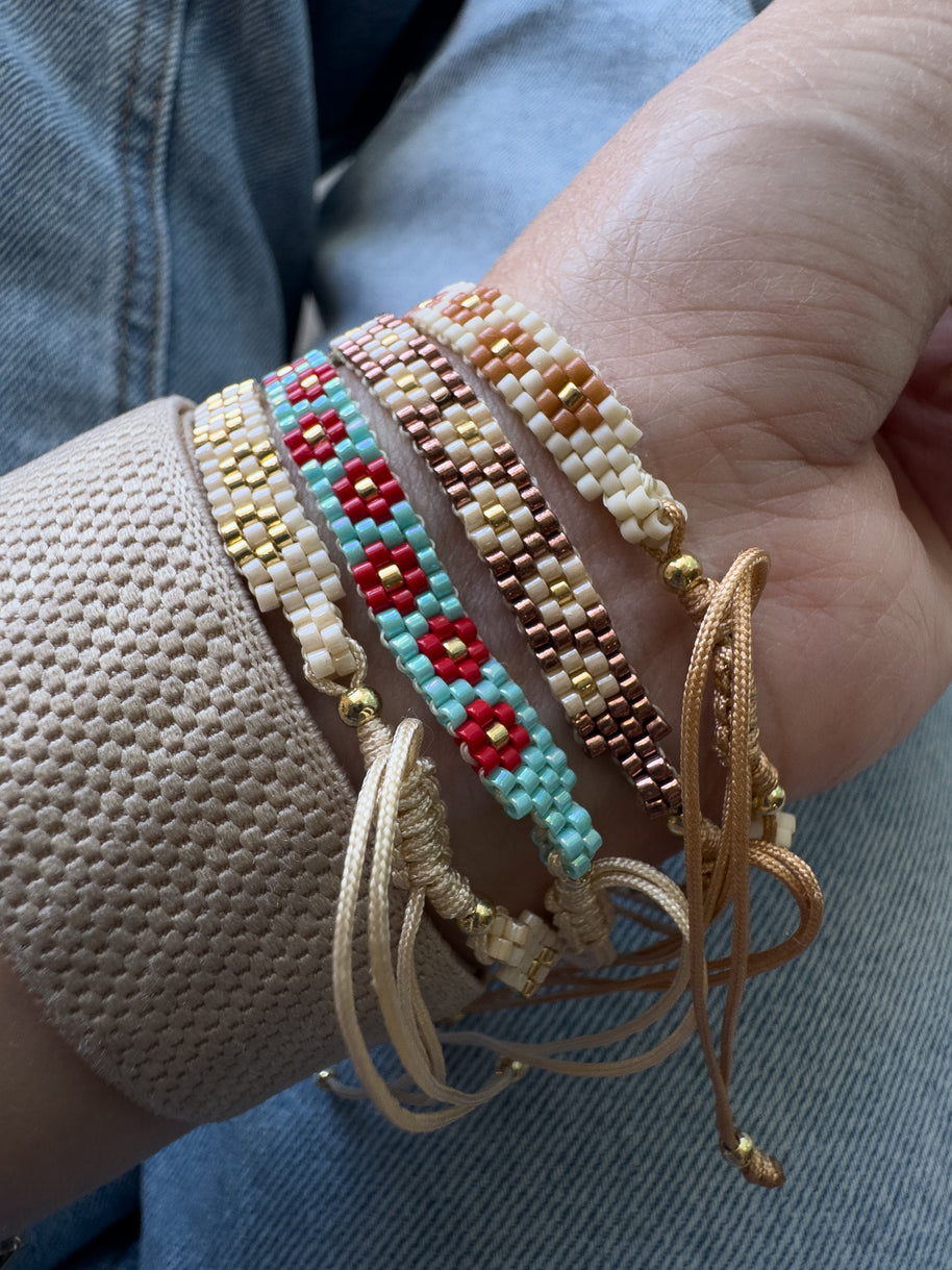 Colorful Flowers in Miyuki Adjustable Bracelets