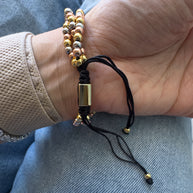 St Miguel Religious Charms in 3 Gold Adjustable Bracelet