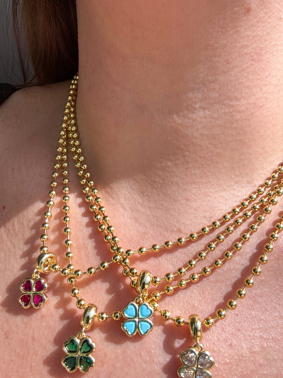 4 Different Colors of Crystal Clover Necklaces