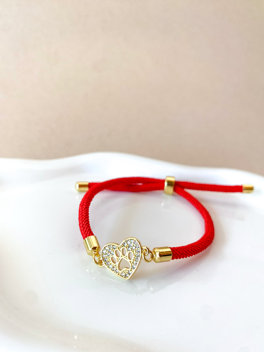 Shiny Dog Paw 🐾 Charm Red Bracelet