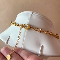 Golden Steel Medium Links Pattern Necklace