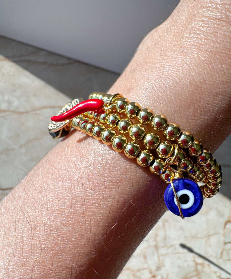 Brazalete Ajustable de 3 balines + Multi Charm