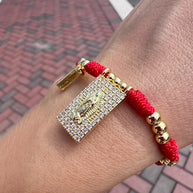 Red Guadalupe Scapular Cross Adjustable Bracelet