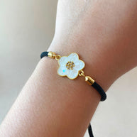 White Flower Black Adjustable Bracelet
