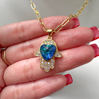 Hamsa Blue Necklace