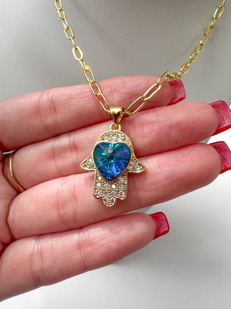 Hamsa Blue Necklace