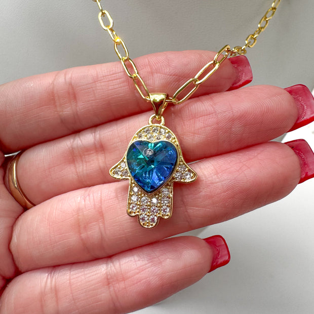 Hamsa Blue Necklace
