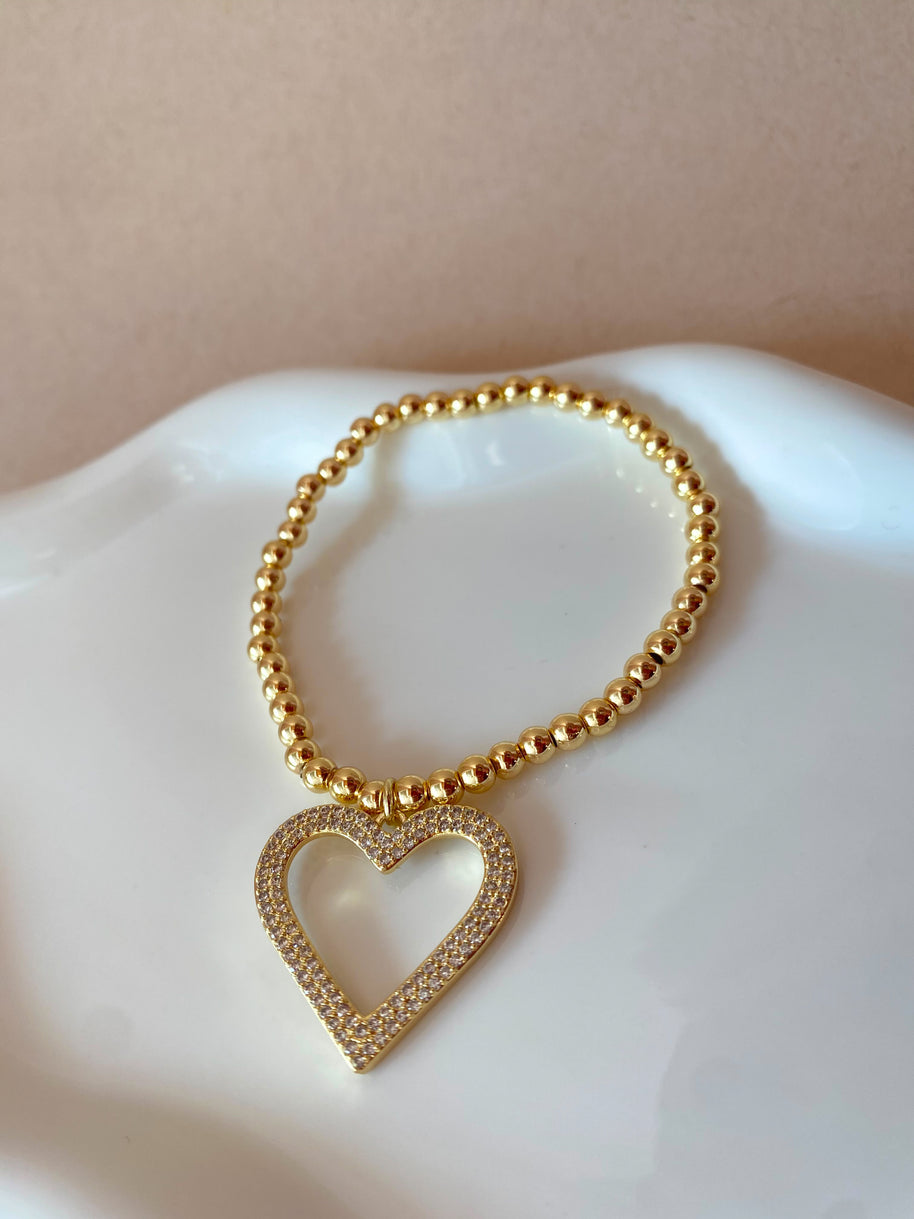 Big Crystal Silhouette Heart Elastic Bracelet
