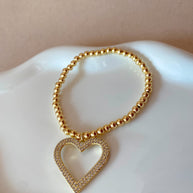 Big Crystal Silhouette Heart Elastic Bracelet