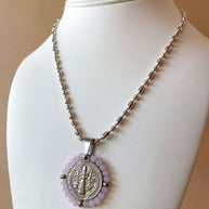 Silver St. Benedict Crystal Medal Necklaces
