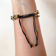 Silver, Gold and Black 3 Layers Adjustable Bracelet