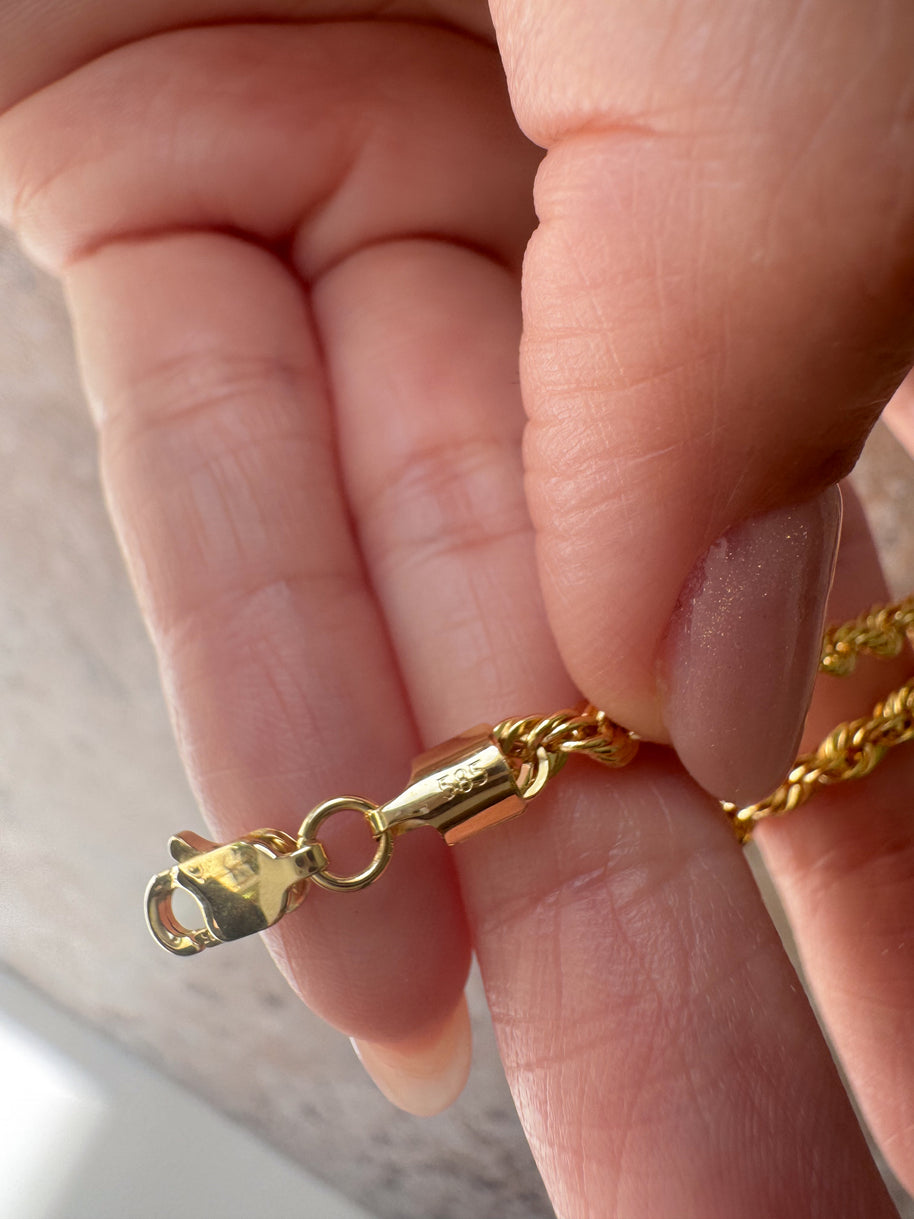 Rope Style 14k Solid Gold Bracelet