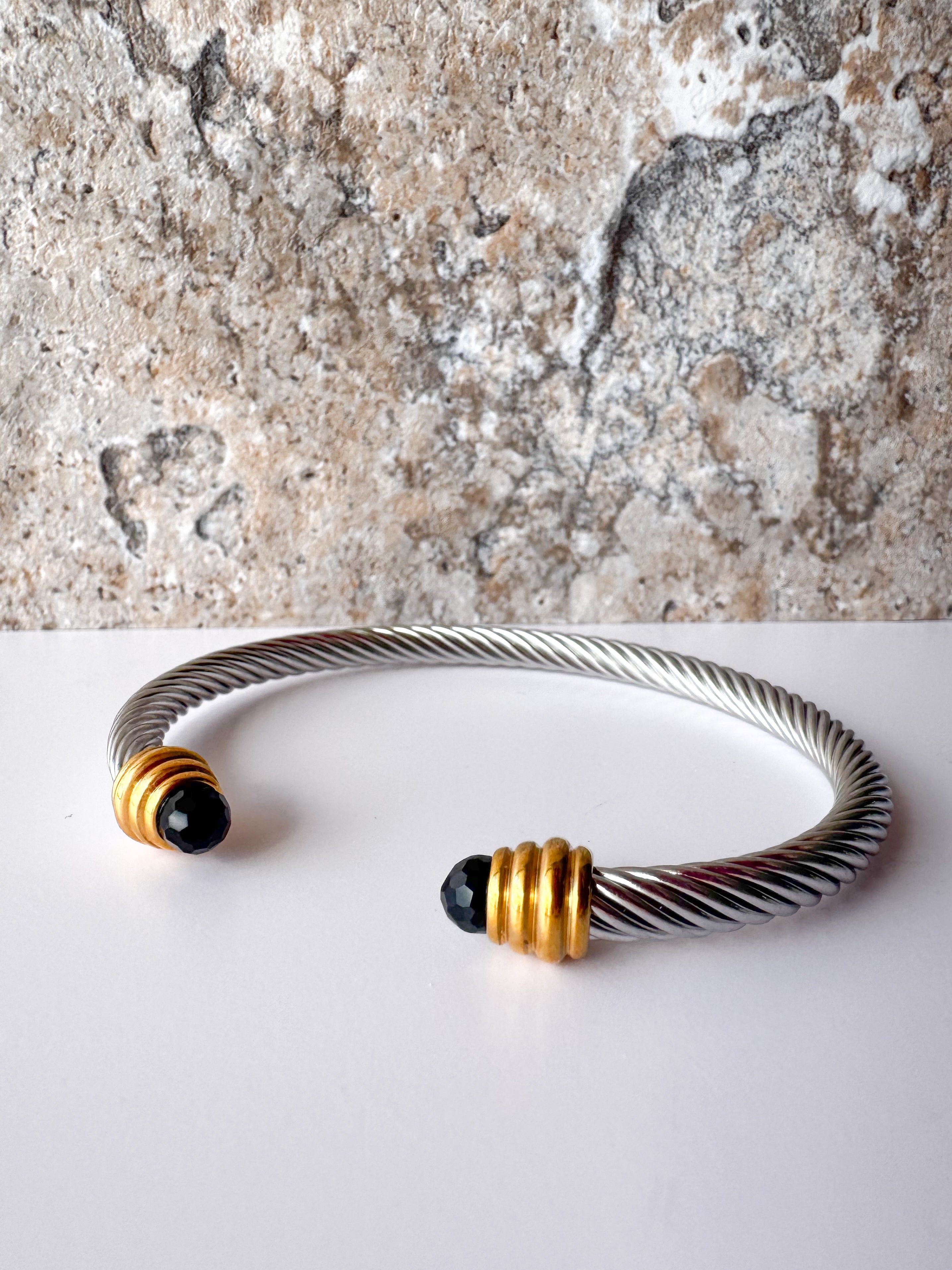 Golden, Silver & Black Steel Bracelet