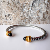 Golden, Silver & Black Steel Bracelet