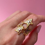 4 Silver and Gold Stars Ring
