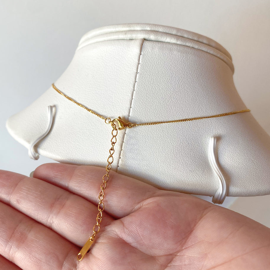 Golden Teardrop Style Steel Necklace