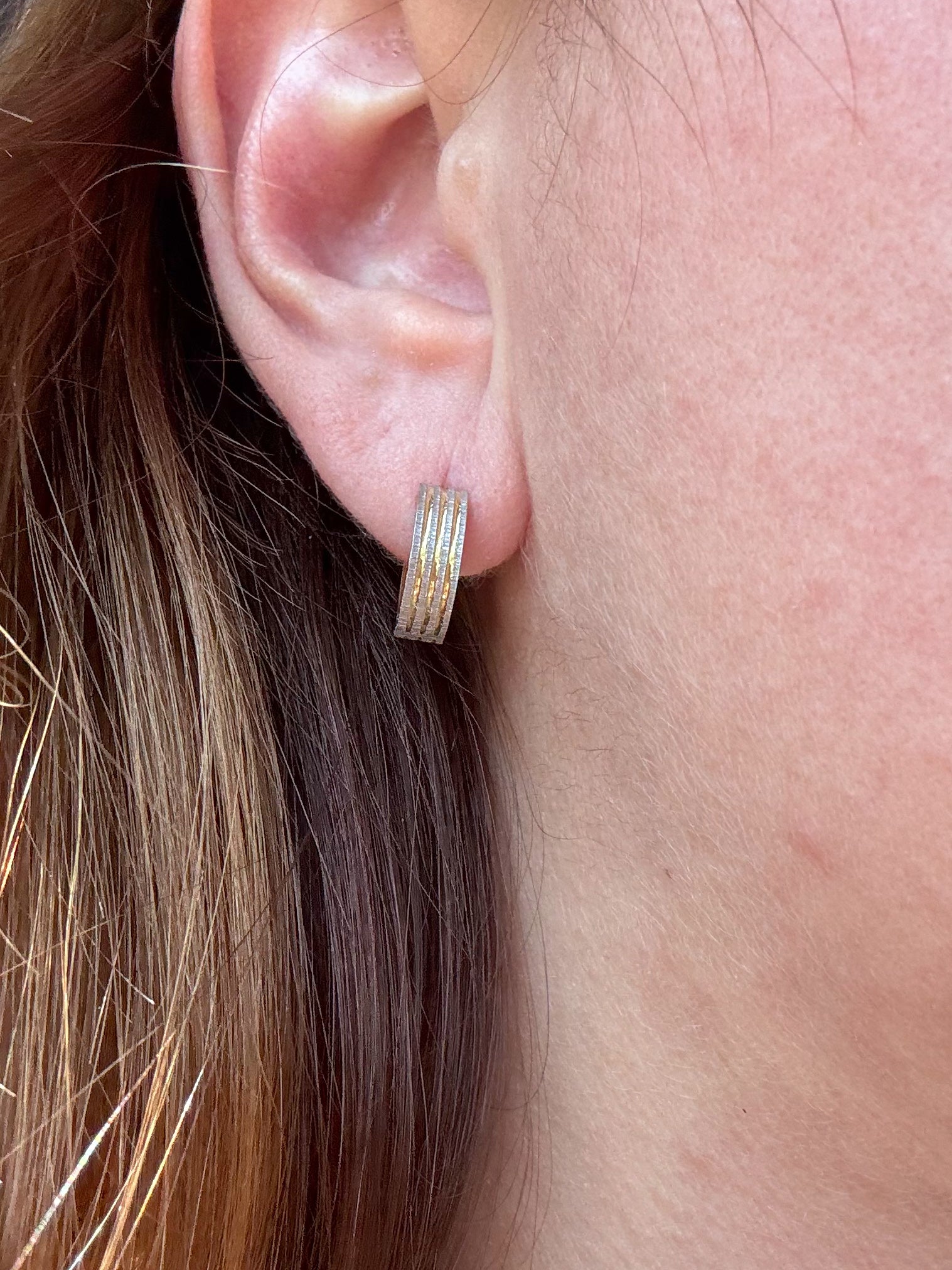 Silver & Gold Lines Steel Hoops