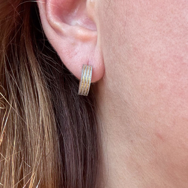 Silver & Gold Lines Steel Hoops