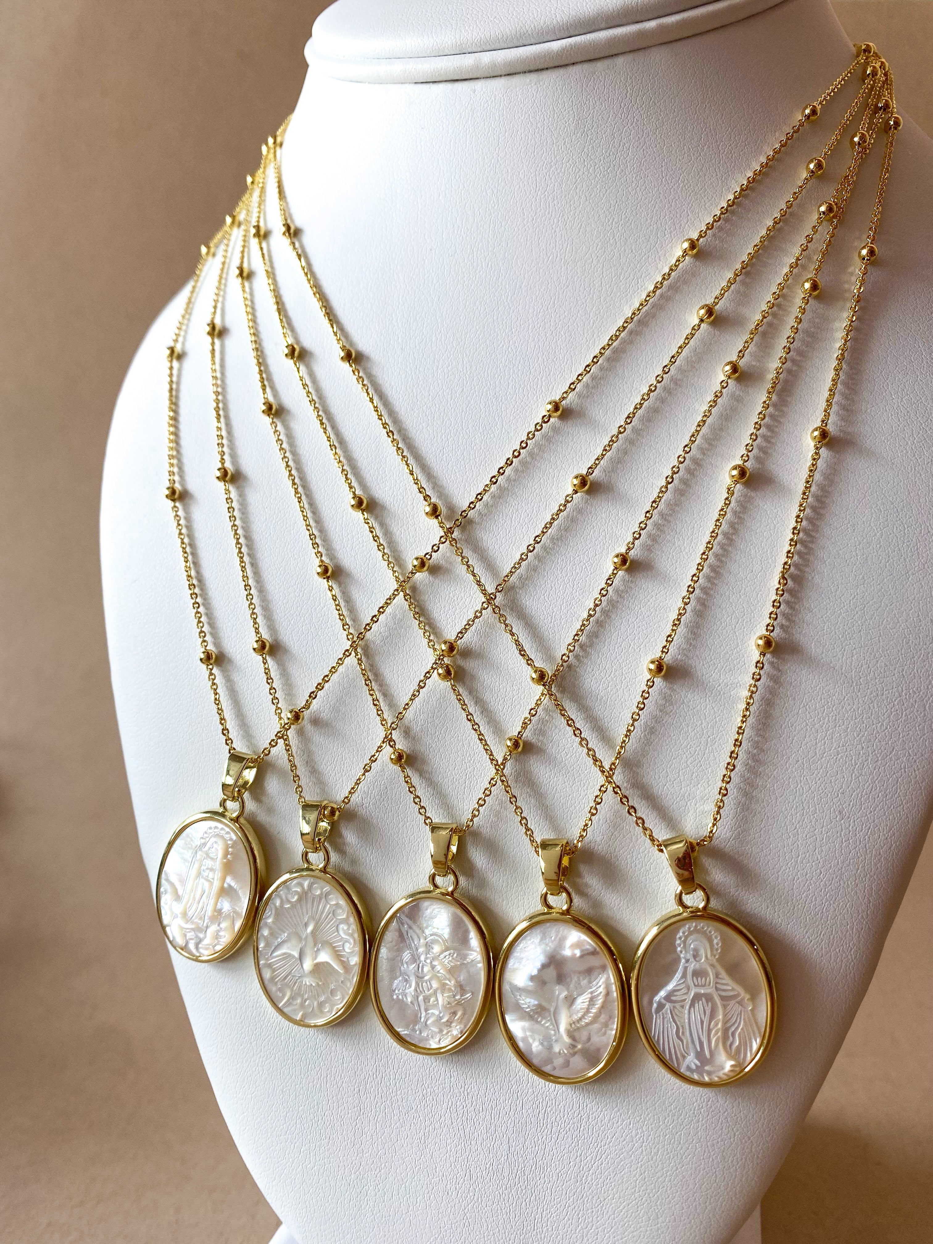 Mother of Pearl Oval Saint Medals