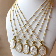 Mother of Pearl Oval Saint Medals