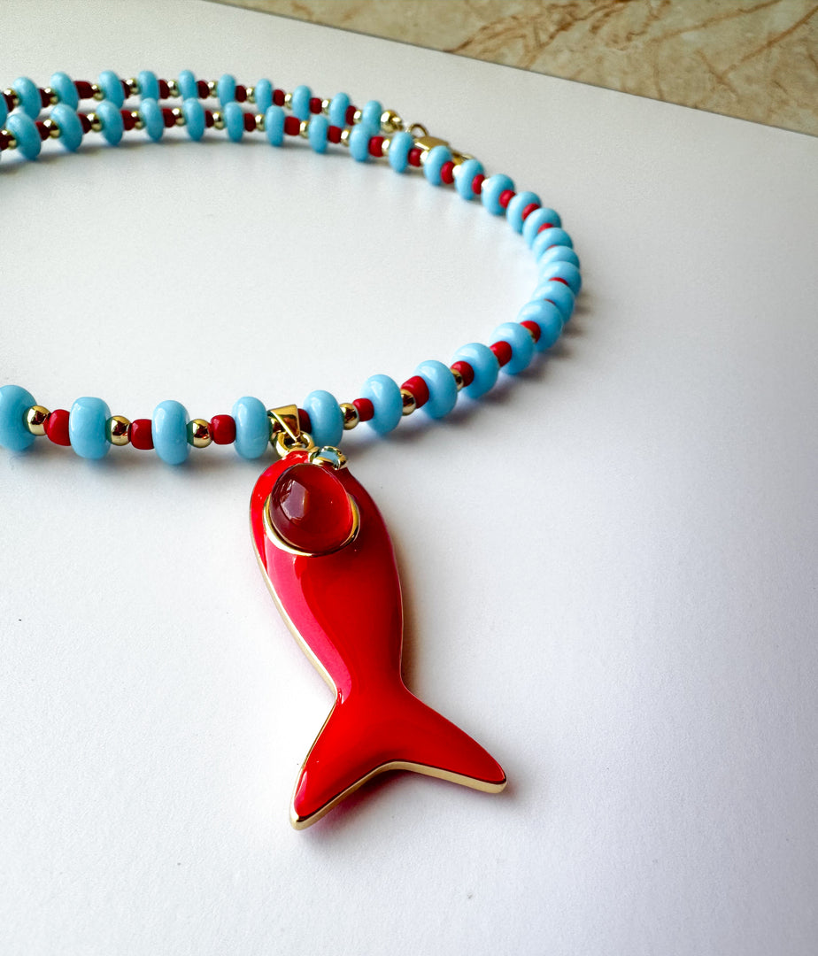 Cadena Pez Rojo y Azul