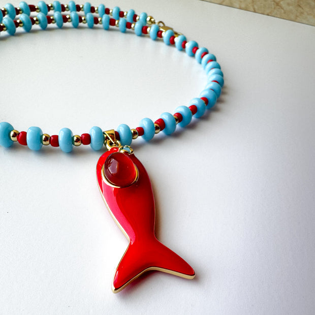 Cadena Pez Rojo y Azul