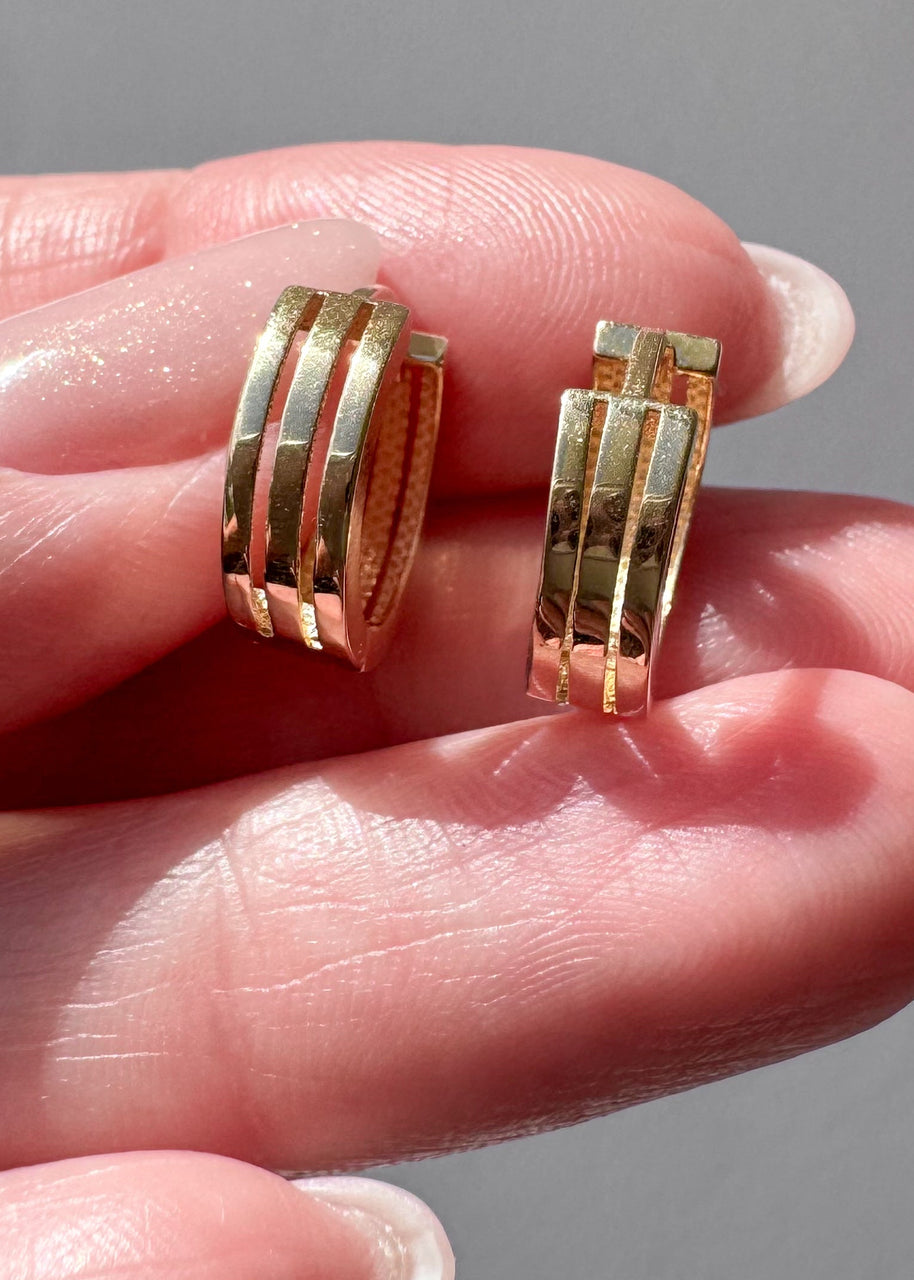 Little Stripes 18k Solid Gold Hoops