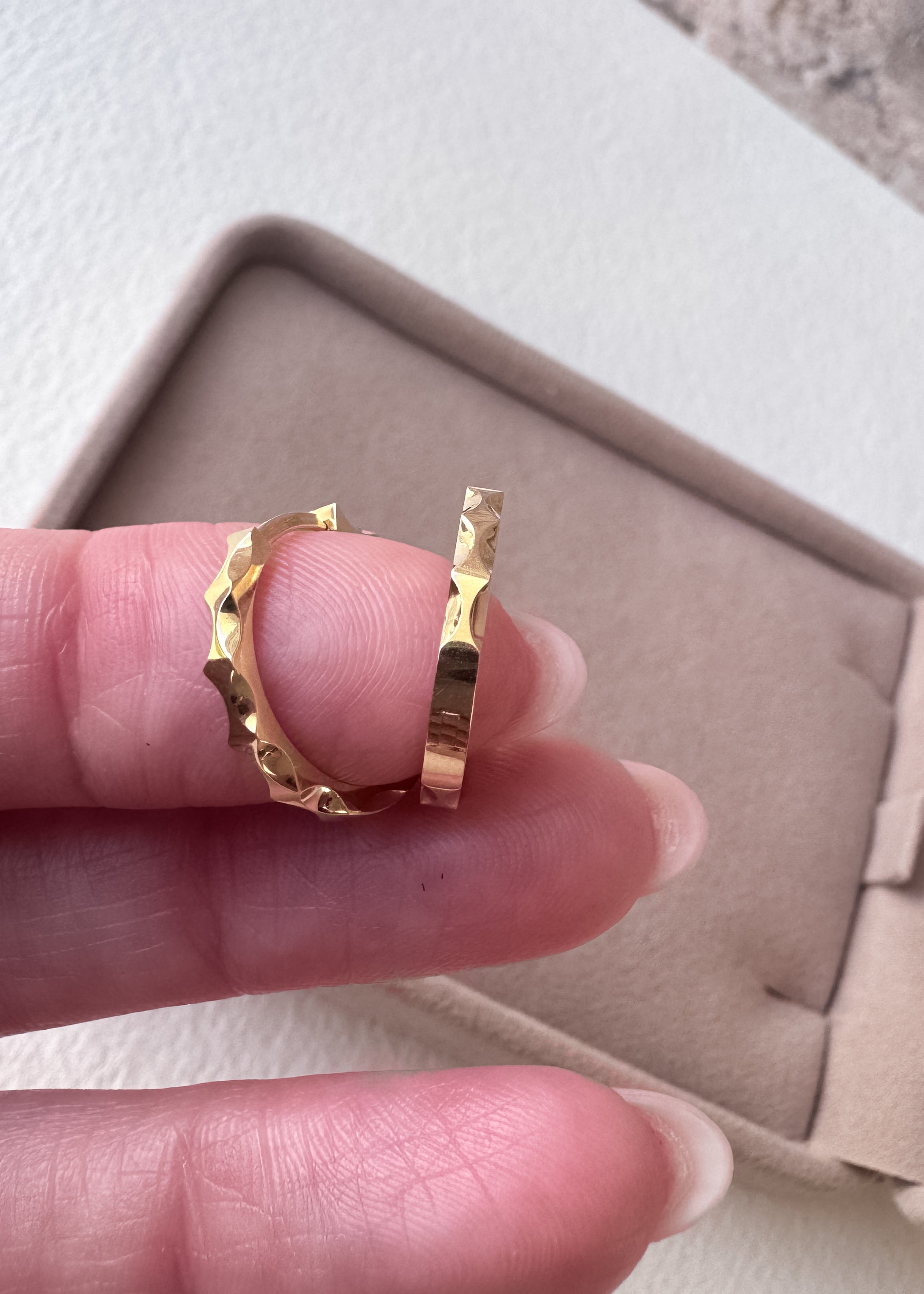 Beveled Style 18k Solid Gold Hoops