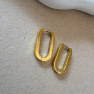 Oval Large Plain Golden Steel Hoops