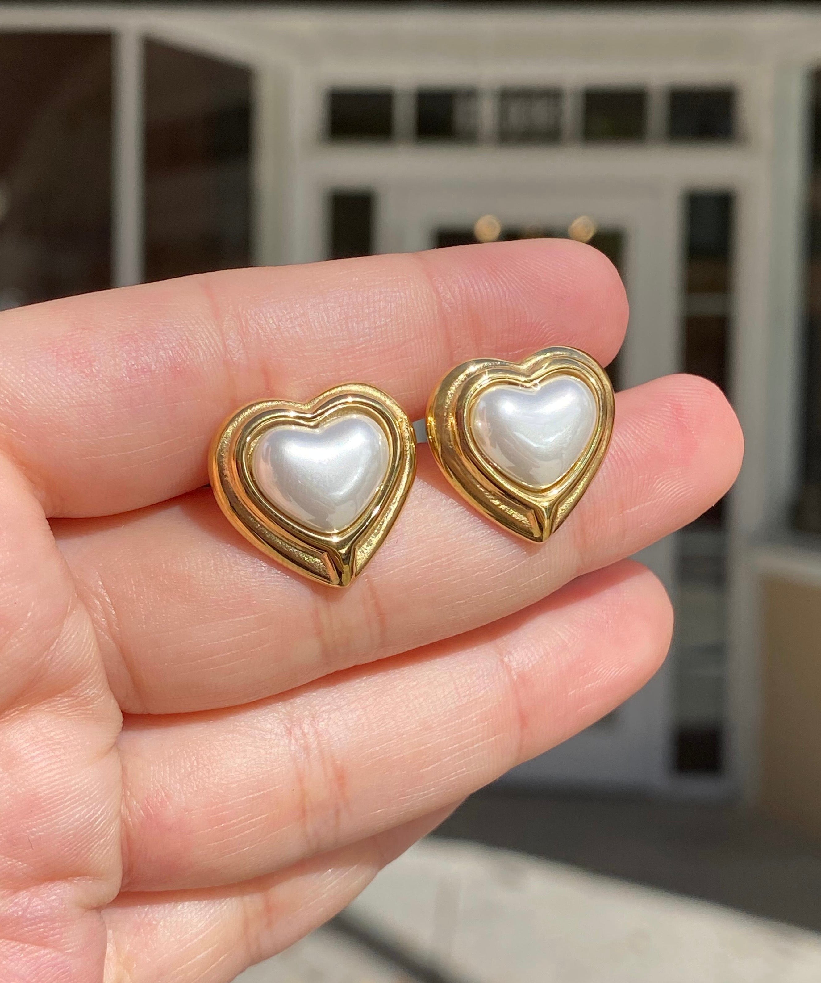 Mother Of Pearl Heart Earrings