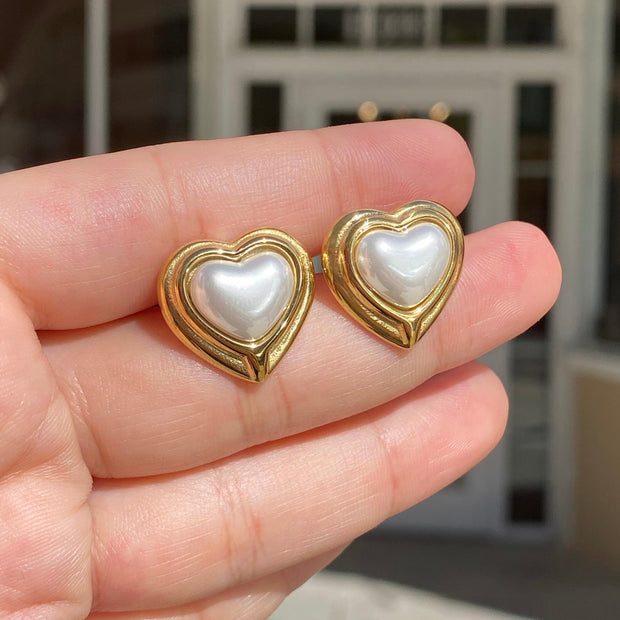 Mother Of Pearl Heart Earrings