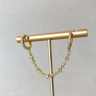 Ear Cuff and Hoop in 1 Golden Crystal Earring Set