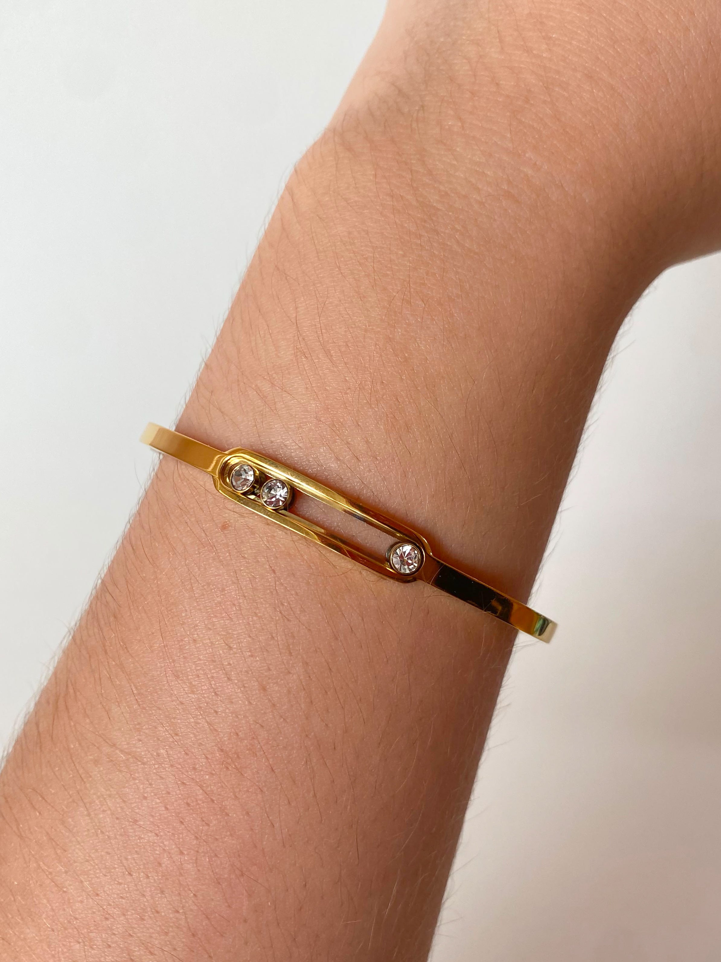 Golden Thin Bangle Move Steel Bracelet