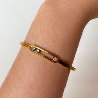 Golden Thin Bangle Move Steel Bracelet