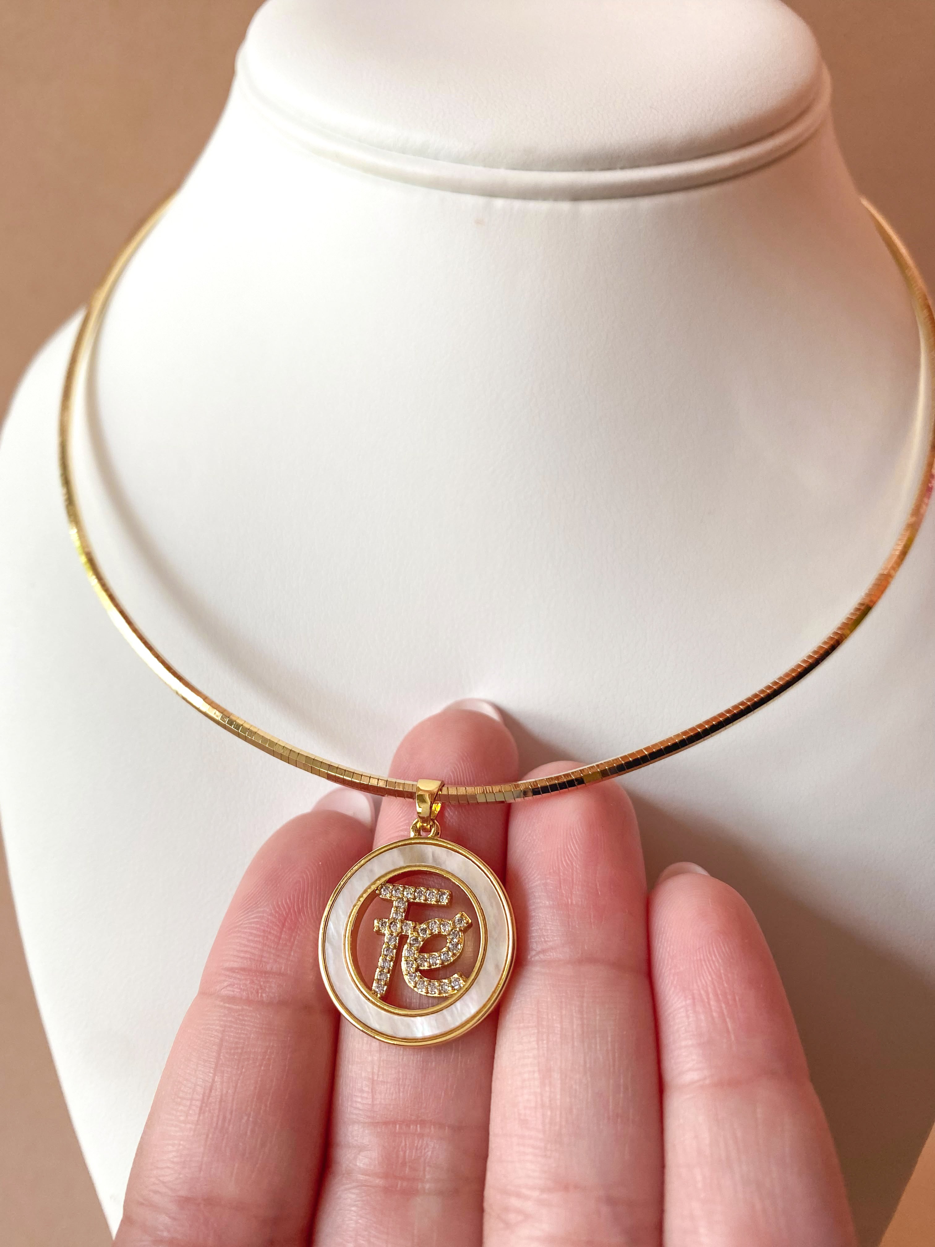 Faith Mother of Pearl Charm in Choker Necklace