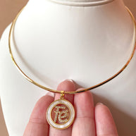 Faith Mother of Pearl Charm in Choker Necklace
