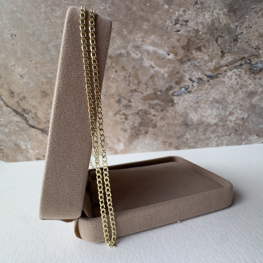 Cuban Style Semi Solid Real 14k Gold Necklace