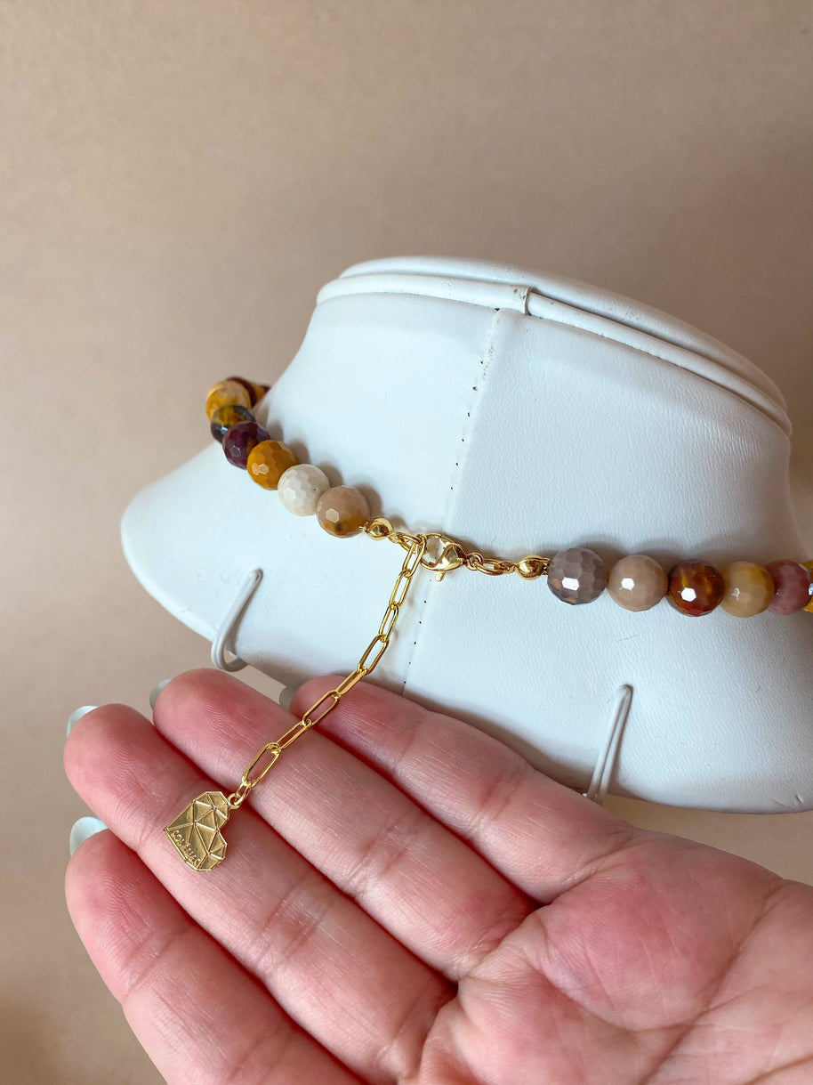 Big Pearl and Brown Gemstones Necklace