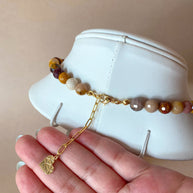 Big Pearl and Brown Gemstones Necklace