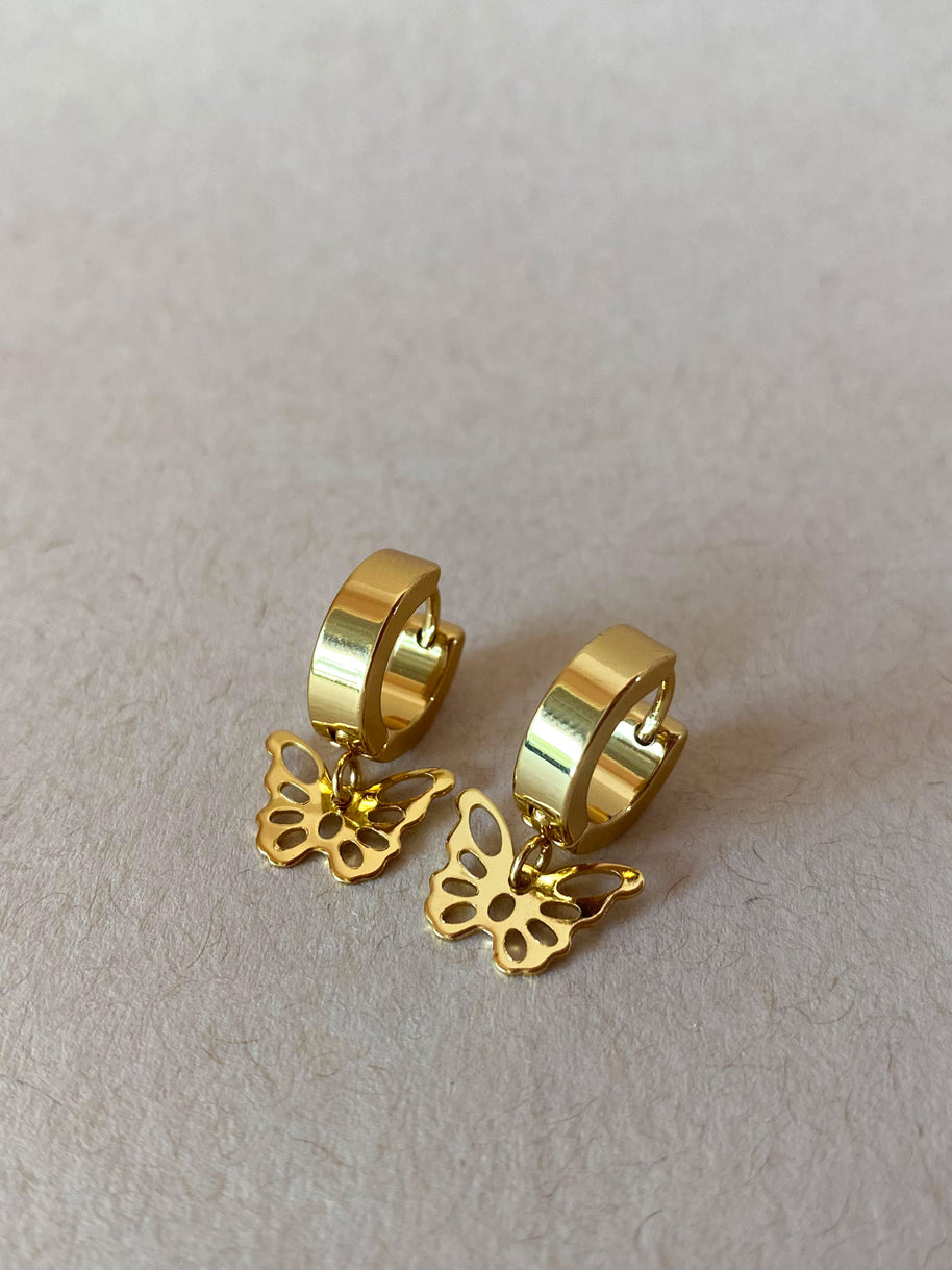 Butterfly Sillhoutte Steel Hoops