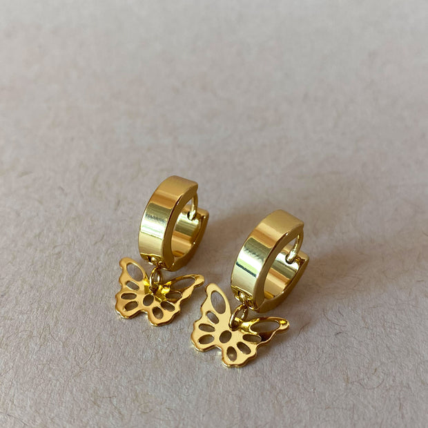 Butterfly Sillhoutte Steel Hoops