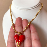 Red Heart Golden Steel Necklace
