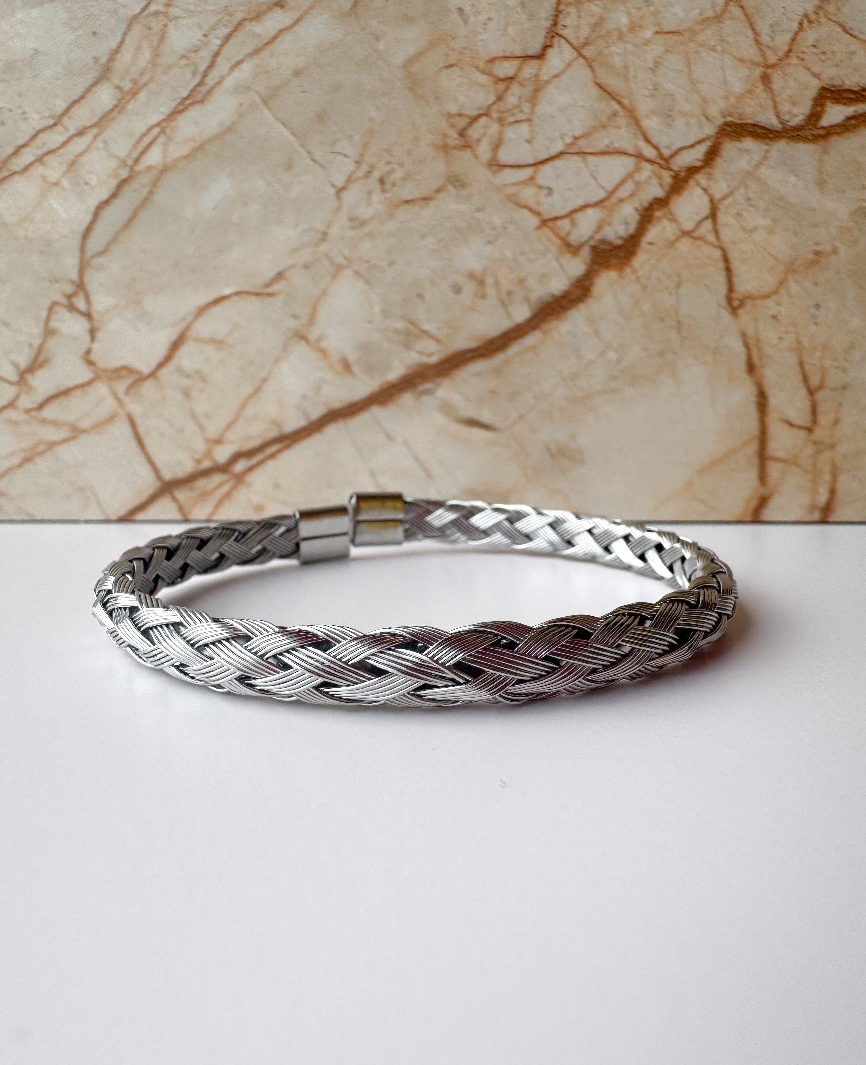 Brazalete Ajustable Acero Plateado